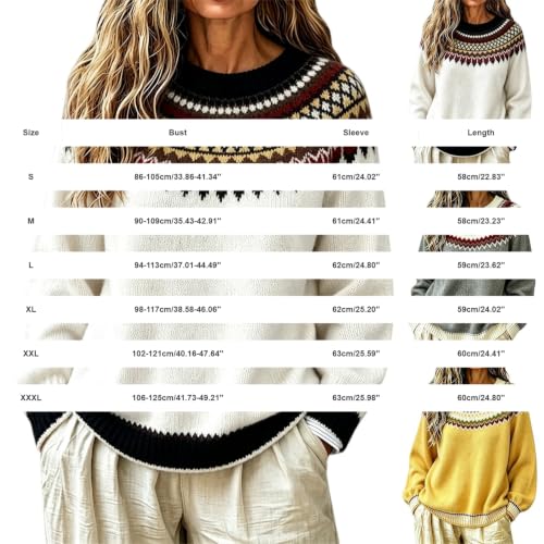 Fair Isle Sweater for Women Vintage Crew Neck Knit Pullover - image 4