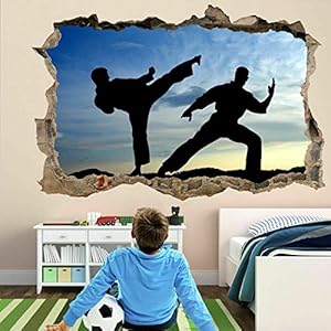 Muurstickers 3D Spiegelweergave Doorbreken De Muur Vinyl Muurstickers Verwijderbare DIY Vinyl Muurstickers Sports voor…