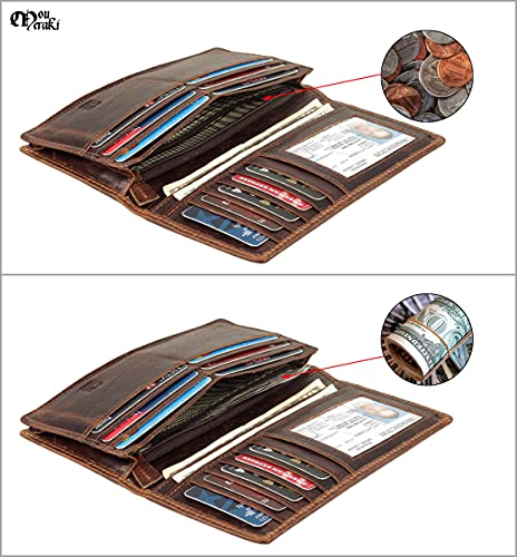 Image of RFID Blocking Mens Genuine leather Bifold Long Wallet