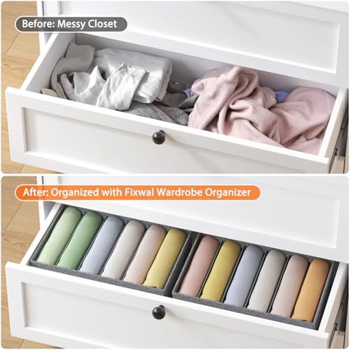 Fixwal 4pcs Wardrobe Clothes Organizer with Board Closet Organizers and Storage 6 Grids Divider Organizers Compartment Storage Bins for Jeans T-shirt Pants Legging - Image 5