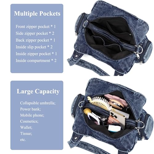 Casual Washed Denim Shoulder Bags Top Handle Lady's Hobo Bags Women Purses And Handbags3