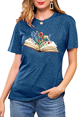 Image of Books Shirts for Women Reading T-Shirt Book Lover Tops Funny Readers Gifts Clothes Casual Librarian Tees