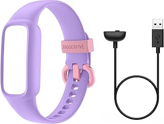 BIGGERFIVE Ladekabel und verstellbare Ersatzgurte, kompatibler Vigor 2 L Kids Fitness Tracker, Lila