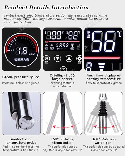Espumador y vaporizador de Leche eléctrico con Pantalla LED para cafeterías, Tiendas de café, té y postres.