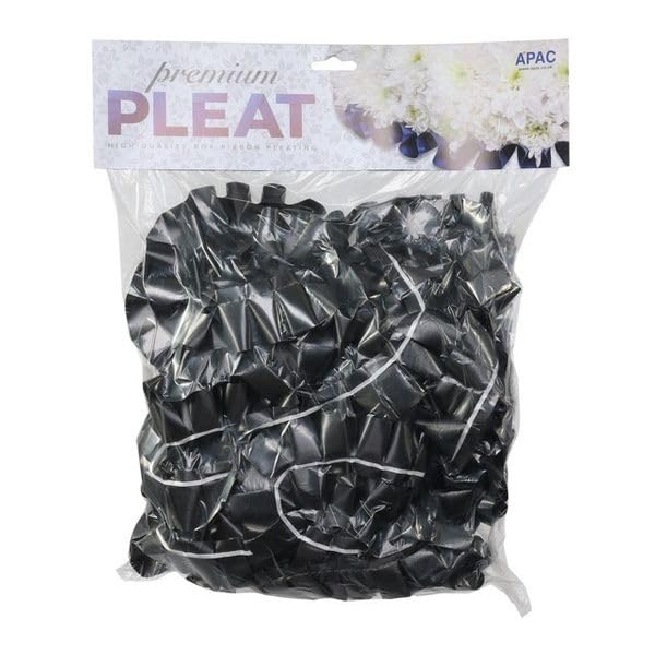 Easy Pleat Tribute Ribbon - Waterproof Poly Ribbon - Pre-Pleated Edging for Floral Tributes, Crafts & Decoration - 10m or 30m Length, 50mm Wide (Black, 50mm x 10m)