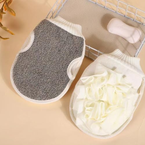 Exfoliating Mitt Body Scrub Exfoliator, Double-Sided Exfoliating Glove, Double-Sided Loofah Sponge Exfoliating Mitt, Bath Mitt for Women, Deep Clean Shower Glove for Skin Cleaning - Image 6