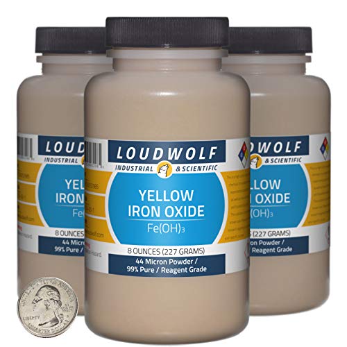 Iron Oxide Yellow / 1.5 Pounds / 3 Bottles / 99% Pure Reagent Grade / 44 Micron Powder