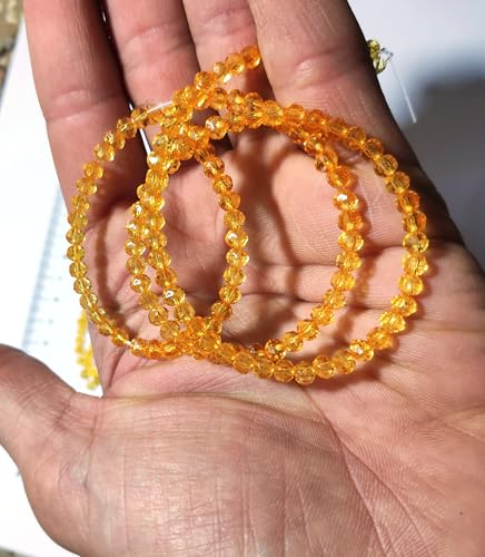 Image of GoSetGet! 4mm Rondelle /Tire (1000 Pcs) Mango Yellow Crystal Macrame Plastic Beads for Arts, Crafts & Decoratives-High Sparkle Cutting Crystal Beads for Macrame, Jhula, Torana, Jhumar (MangoYellow)