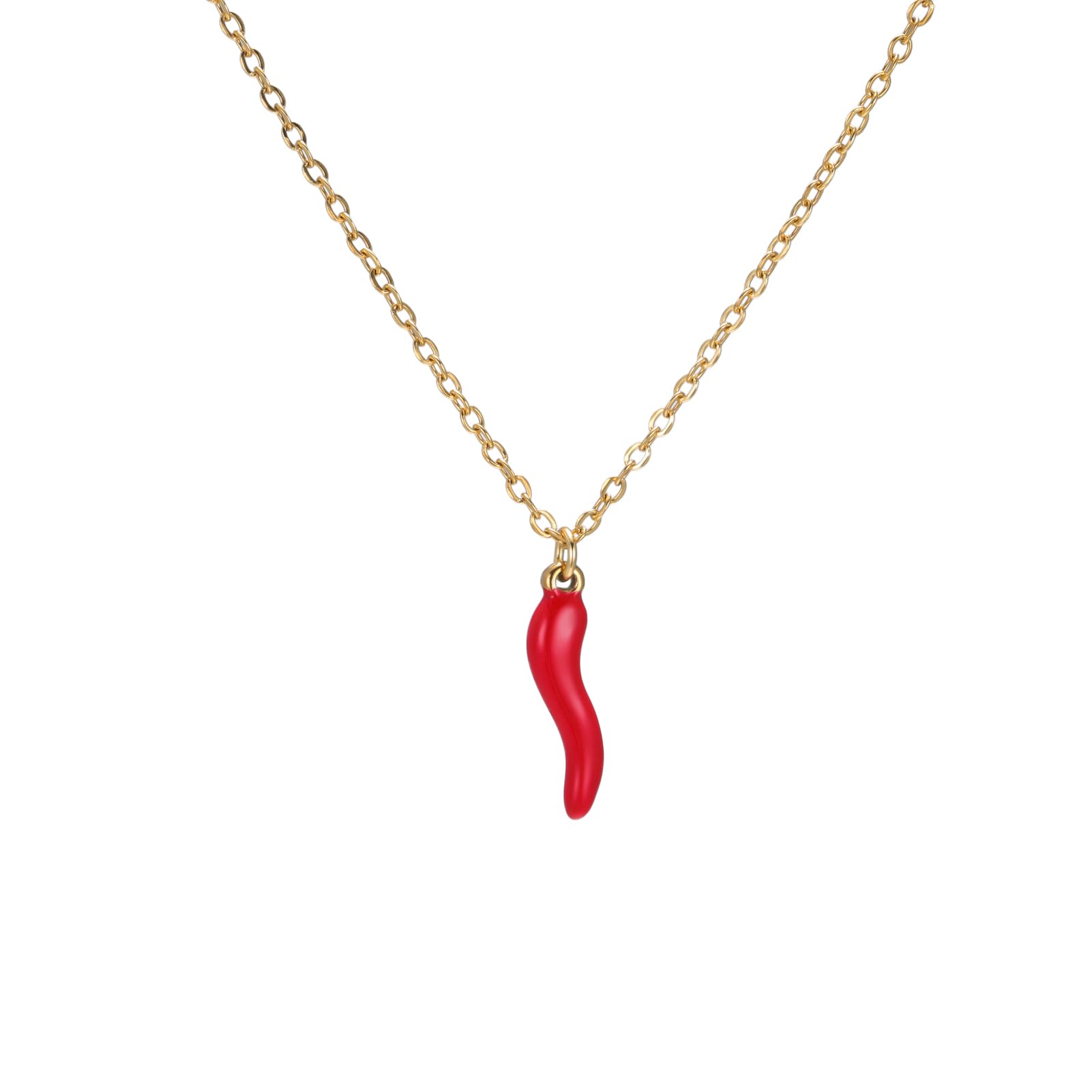 LIKGREAT Włoski róg naszyjnik dla kobiet Cornicello czerwony pieprz naszyjnik szczęśliwy amulet wisiorek ochronny talizman biżuteria