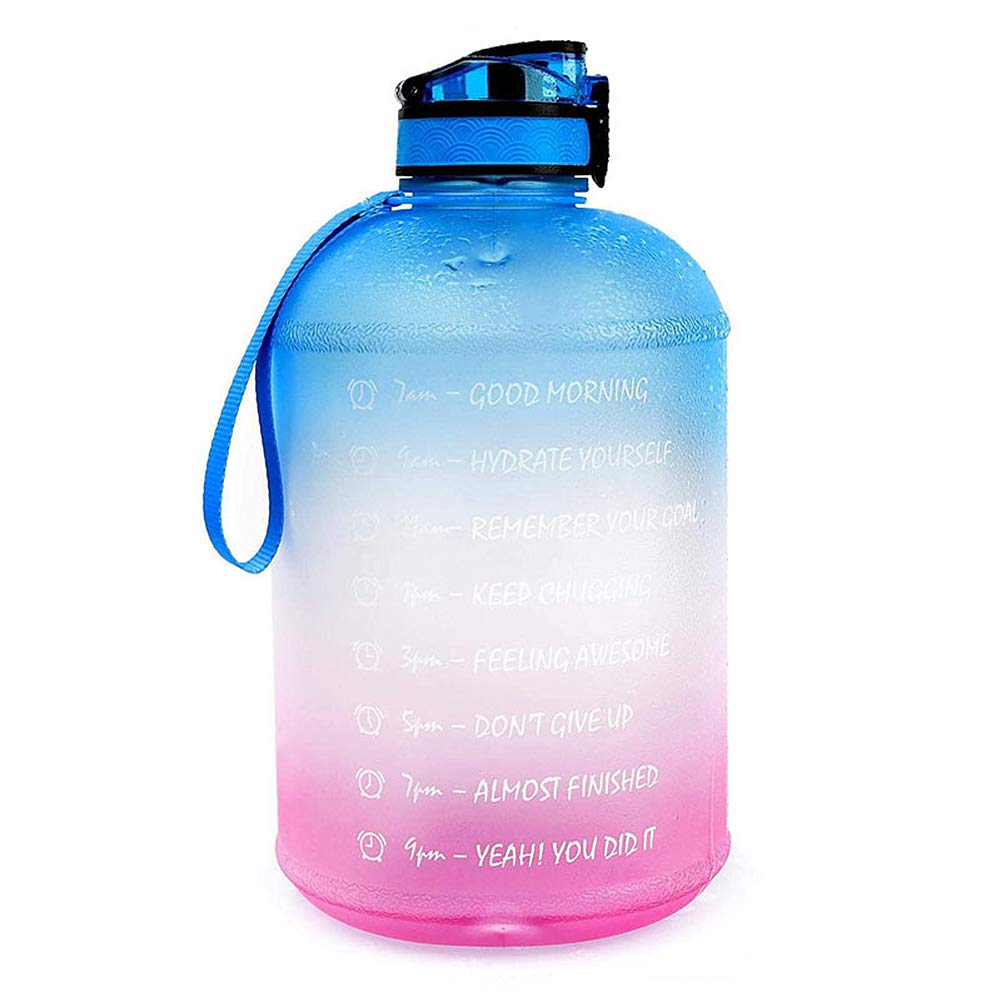 Large 3.8L Motivational Water Bottle with Straw, Leakproof BPA Free Tritan Sports Water Jug with Time Marker to Ensure You Drink Enough Water Throughout The Day