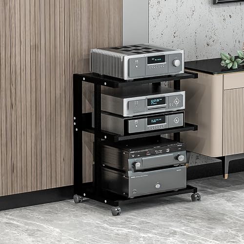 Meuble de présentation AV d'angle : tour audio et support de console mobile