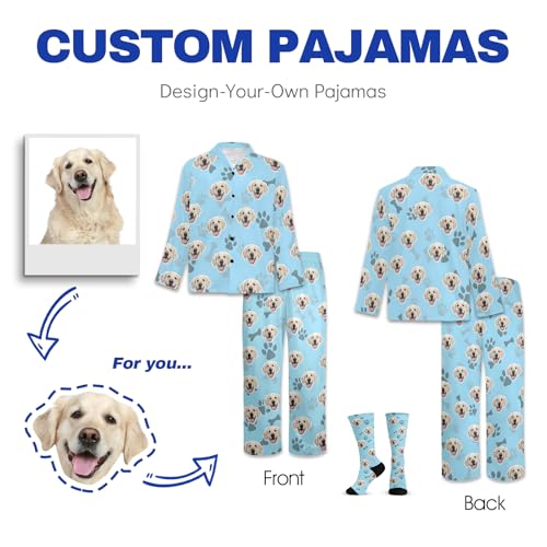 Personalized Pajamas with Faces for Men Women, Pajamas Gifts For Family,Cat Mom,Dog Mom, Custom Christmas Pj2