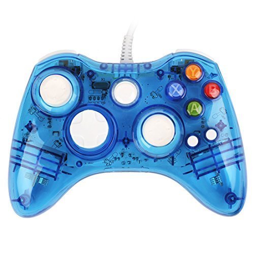 USB Wired Afterglow Blue Game Pad Controller Gamepad Joypad For Microsoft Xbox 360, xbox360, Windows 7, Windows 8