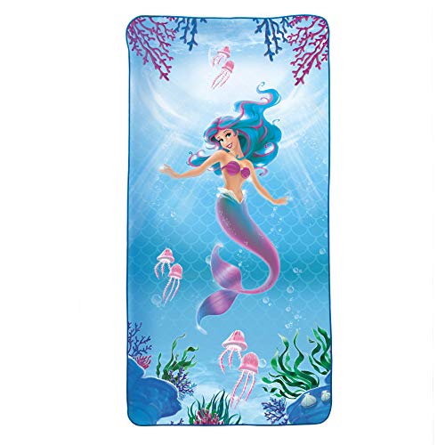 ROTH Kinder-Badetuch - Meerjungfrau, 60x120 cm, platzsparendes und schnell trocknendes Schwimmtuch