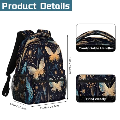 Galaxy Butterfly Leaves Kids Backpack, Lightweight School Bookbag Large Capacity Laptop Backpack Water Resistant Daypack Shoulder Bag for Teenager Boys Girls2