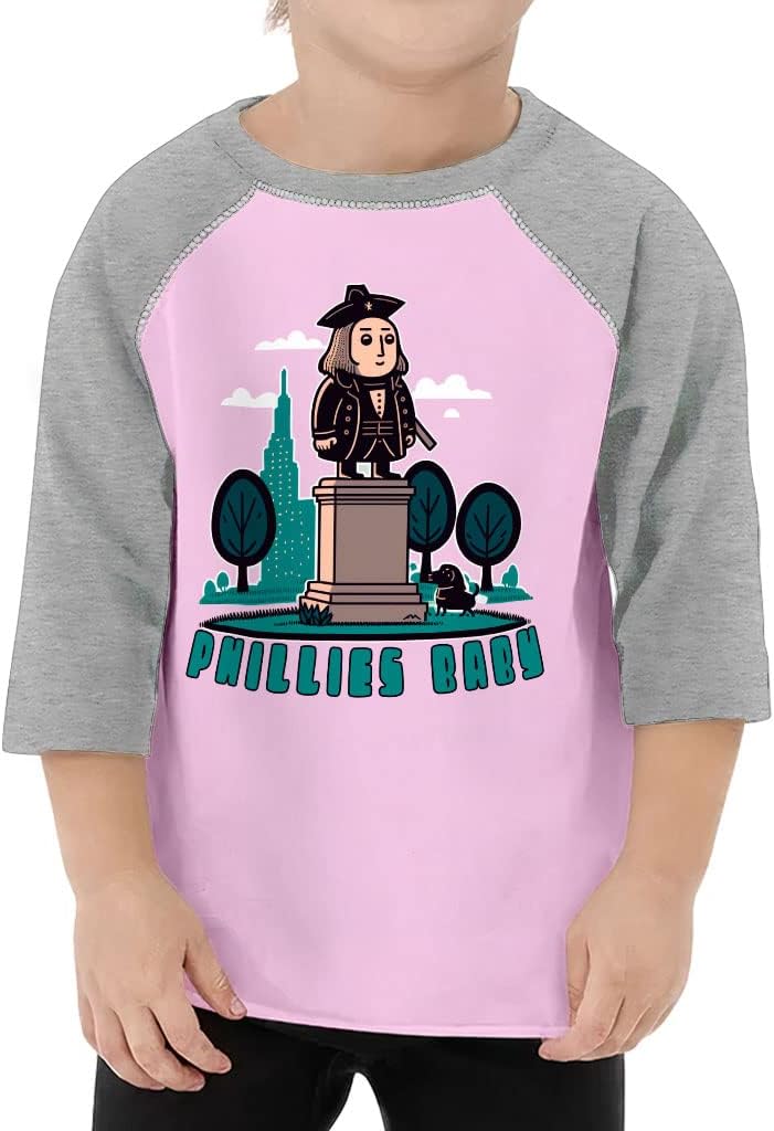 Phillies Toddler Baseball T-Shirt - Cute Kawaii 3/4 Sleeve T-Shirt - Themed Kids' Baseball Tee
