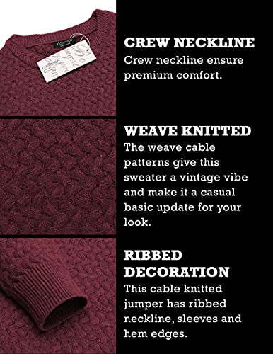 Coofandy Sweater Men Wine Red Knitted Crewneck Sweater Burgundy Casual Knitted Sweaters Designer Stylish Sweater Wine Red S #TOP4