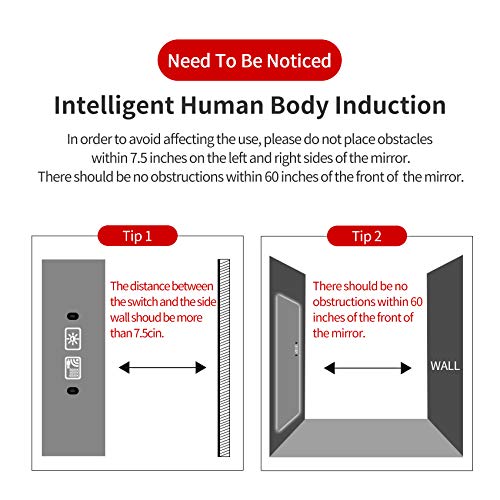 Laiya Full Length Mirror Lighted Vanity Body Mirror Led Mirror Wall-Mounted Mirror Intelligent Human Body Induction Mirrors Big Size Rounded Corners, Bedroom,Living Room,Dressing Room Hotel 65”X22” #TOP6