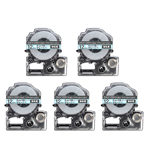 �L���O�W���p �e�v�� PRO �݊� �e�[�v�J�[�g���b�W SWX12BH 12mm �͗l���x�� ���S�� 5�Z�b�g �`�F�b�N�e�[�v �O���[����