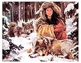  JYSHC 1000 Stück Puzzle Adult Holzpuzzle Indian Girl Und Schneewolf Im Winterwald Jw193Mz