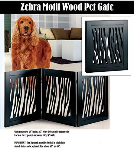 DIE-Cut 3 Panel Adjustable Wood Zebra Motif PET GATE