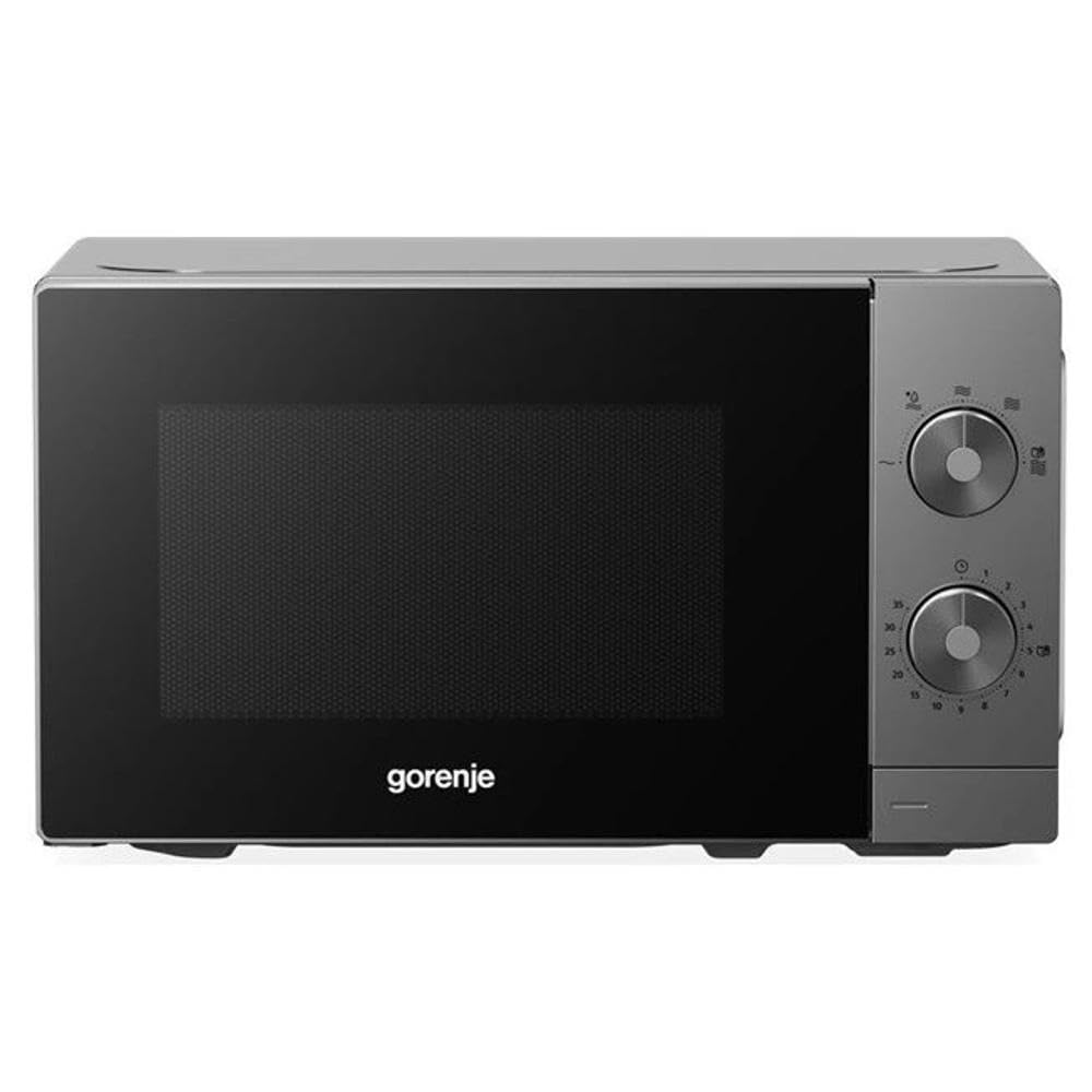 Gorenje MO20E1T4 - Micro-ondes - 20 l - 700 W - AquaClean - Fonction décongélation - 5 niveaux de puissance - Contrôle mécanique par bouton rotatif - Noir et gris
