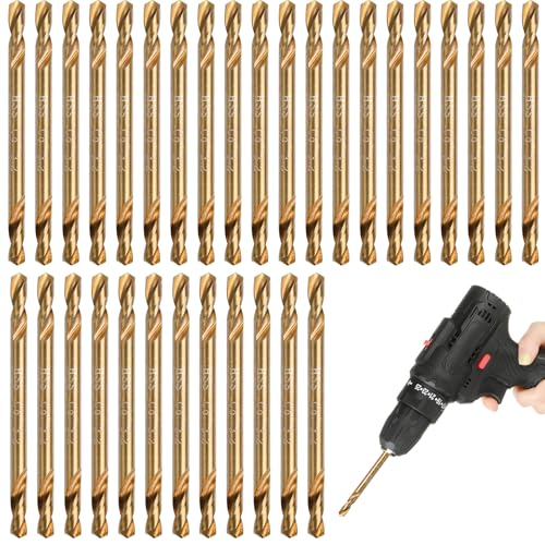Milkary 35Pcs 1/8" Cobalt Drill Bits Double Ends, M35 High Speed Steel Twist Drill Bits for Hardened Steel Stainless Steel Cast Iron Plastic and Wood