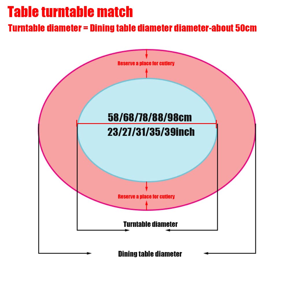 Plateau tournant en Verre Transparent, Plateau de Service Rotatif Lazy Susan, Plateau de Cuisine pivotant à 360°, Pas Facile à Incliner, Verre trempé, 23-39"/58-98 cm