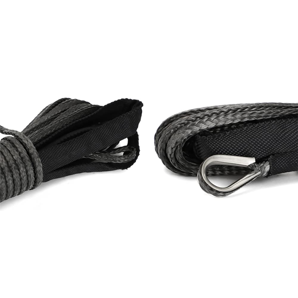 1/4" x 50' 7700LBs Corde de câble de Ligne de treuil synthétique avec Gaine - Noir