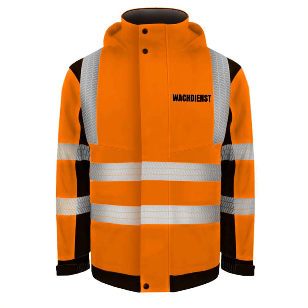 WACHDIENST Sicherheitsjacke Winterjacke GELB - Gelb Warnjacke nach EN ISO 20471 zertifiziert - Unisex und hochwertigem Reflektorstreifen