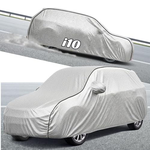 Image of Kayme Compatible with Silver Grand i10 Car Cover Waterproof Car Body Cover for All Weather Proof & Full Bottom Elastic, Triple Stitching with 100% Nail Proof Cover