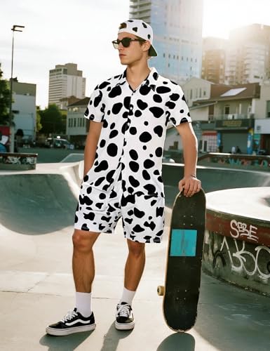 Mens Hawaiian Print Shirts and Shorts Sets Casual 2 Piece Outfits Summer Tracksuit, M-4XL3