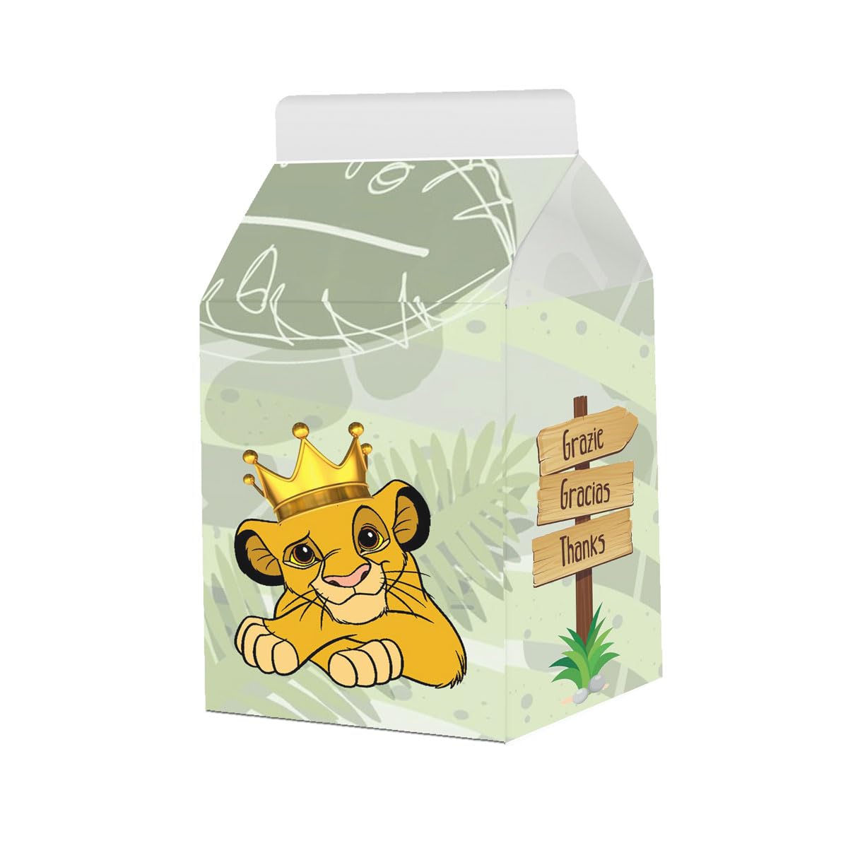 scatoline portaconfetti Modello Milk per Festa a Tema Fai da Te per Ogni Evento Ideali per bomboniera Sweet Table confettata Scatola Confetto (Simba re Leone 50 pz)