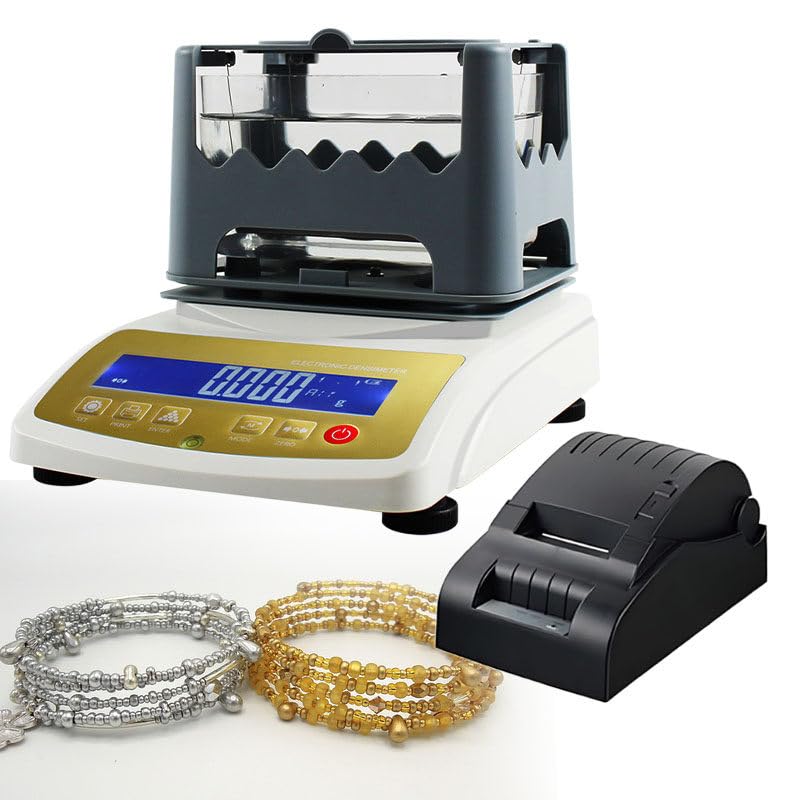 Goldreinheits-Analysegerät, digital, elektronisch, Goldreinheitstester, +Daten-Etikettendrucker, Edelmetall-Authentizitätstester, Edelmetall-Dichte, 0,01 g/cm³, Dichte 300 K