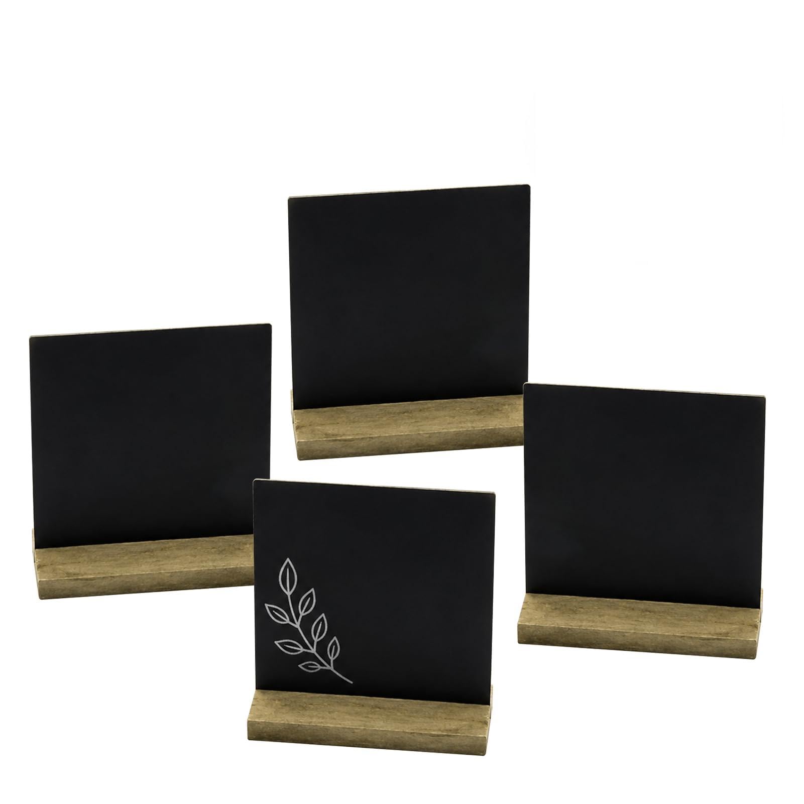 4Pcs Mini Chalkboard Signs, 12x15cm Wooden Small Chalk Boards with Stands