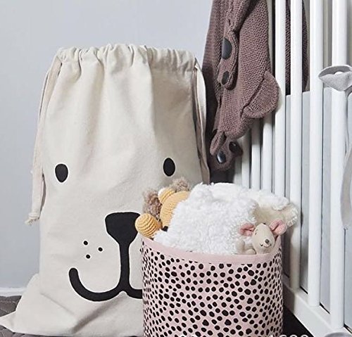 Home Décor Canvas Storage Bag Basket Organizers for Kids Toys, Baby Clothing, Children Books, Gift Baskets (2 Pcs)