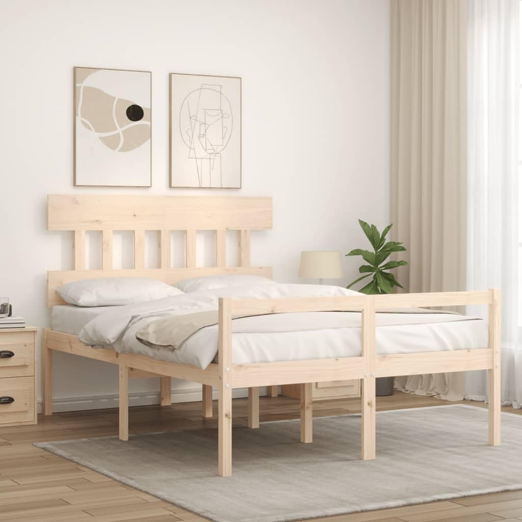 Seniorenbett aus Massivholz 120x200 cm mit Kopfteil und Fußteil sowie seniorengerechtem Lattenrost