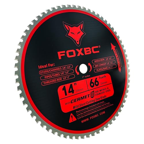 Image of FOXBC 14 Inch Metal Steel Cutting Saw Blade 66 Tooth for Evolution 14 Inch Chop Saw and Other, Cermet Carbide Up to 5X Longer Life