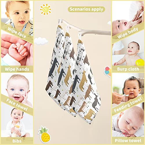 Image of Baby Washcloths Cotton Bulls Cows Cattle Baby Muslin Washcloths Soft Baby Face Towel for Newborn Infants Baby Wipes, 11.8 X 11.8 Inch, 5 Pack White