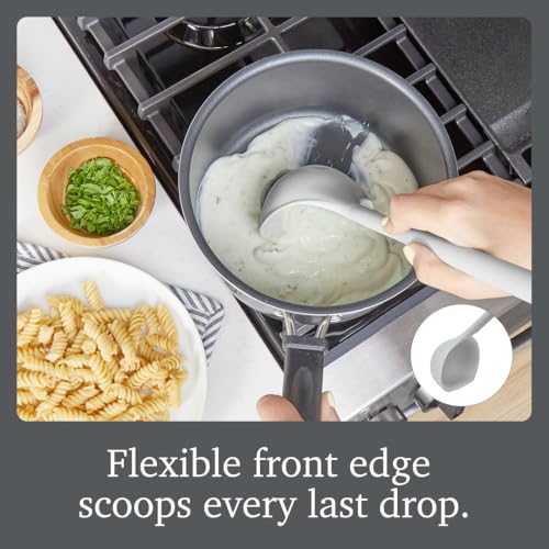 Image of Tovolo Flex Core Silicone Ladle BPA Free Oyster Gray Deep Silicone Soup Ladle, Heat Resistant All Silicone Ladle Construction, Large Dishwasher Soup Ladle Kitchen Utensil for Cooking