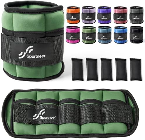 Sportneer Gewichtsmanschetten, Verstellbares Gewichte für Beine und Arme | für Frauen Männer Gym Fitness Workout Walking Joggen, 0,45kg-2,3kg (pro Knöchel)/0,9-4,5kg(pro Paar)