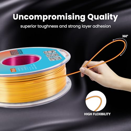 Image of Tri Color Silk PLA Filament 1.75mm Red Gold Purple 1KG, Shiny High Gloss Finish, Seamless Color Transition, Neatly Wound, Accuracy + /-0.02mm Vacuum Packaging