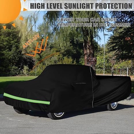 Image of Waterproof Car Cover Compatible with Chevrolet C10 /20 K10 /20 1960-1987 Standard Cab Long Bed Accessories, 420D All Weather Car Covers with Zipper&Lock for Car Dust Snow Rain Hail Protection