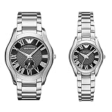 [エンポリオアルマーニ]EMPORIO ARMANI ペアBOX付 メンズ レディース ペアウォッチ 43mm 27mm ヴァレンチ ブラック文字盤 シルバー ステンレス AR11086AR11088 腕時計 [並行輸入品]