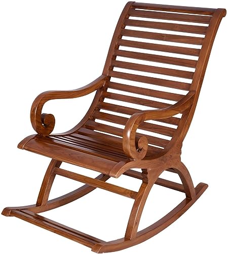 Image of VeLivings Solid Sheesham Wood Rocking Chair for Home Living Room and Outdoor Lounge | Wooden Rocking Chair for Adults | Armchair | Lawn Chairs (Honey Brown Finish)