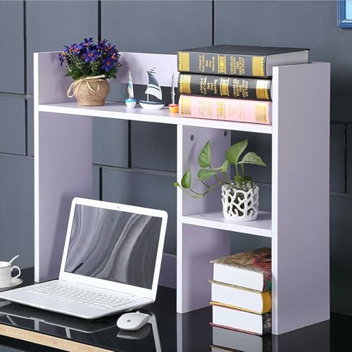 Biblioteca Estantería combinada para escritorio de computadora, estante de almacenamiento de escritorio de oficina de madera maciza, estante de almacenamiento de escritorio de varias capas, sala de es