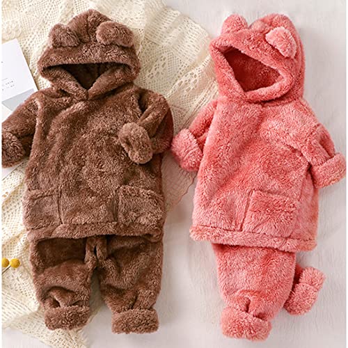 Toddler Boys Girls Fleece Outfits Baby Cute Bear Ear Hooded Clothing Set Think Warm Fall Winter 2 Piece Clothes2