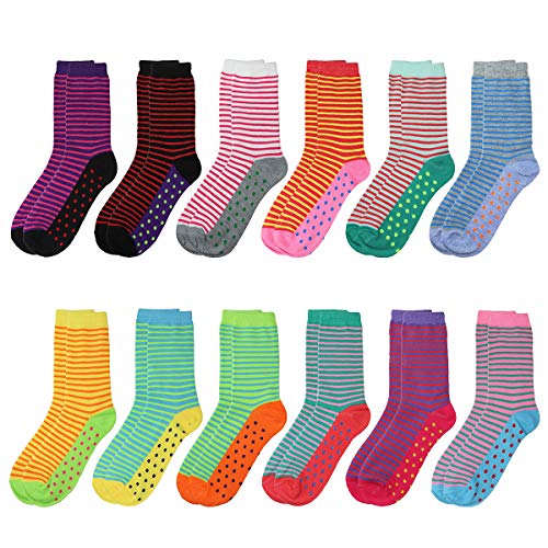 Image of Falari 12 Pairs Women's Cotton Crew Socks Assorted Colors