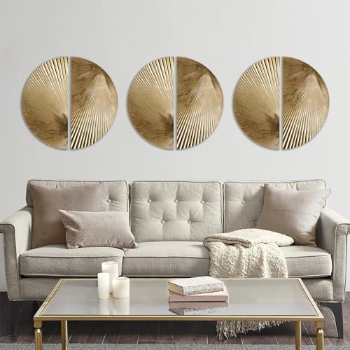 Madison Park Metal Gold Leaf Wall Décor, Modular Half Moon Design, Endless Arrangements, Dimensional Wall Art, Ready To Hang Modern Gold Accent Room Décor, 13.75" W x 27.50" H x 0.50" D Gold 2 Piece - Image 3