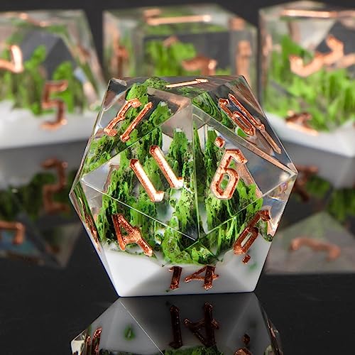 Kerwellsi SHAN-KWS-01-US Sharp Edge Resin Dnd Dice Set, Dungeons And Dragons Dice With Gift Box, Natural Mountain Forest D&D Dice, 7 Piece Role Playing Dice thumb #4
